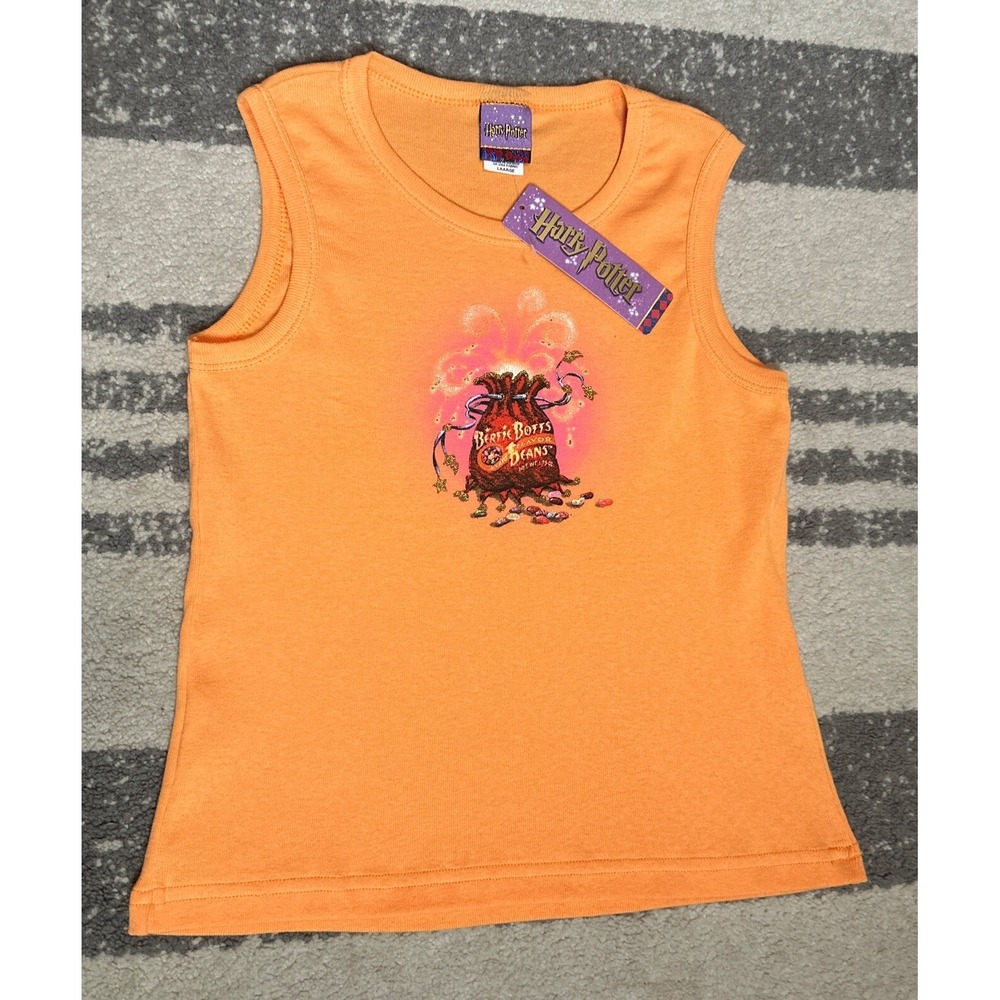 Y2K Harry Potter Shirt Bertie Botts Baby Tee Deadstock Orange Tank NWT L Fits S